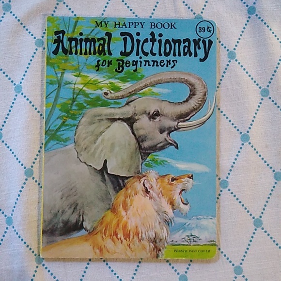 My Happy Book Animal Dictionary Beginners Antique Vintage Children's Picture - Picture 1 of 4